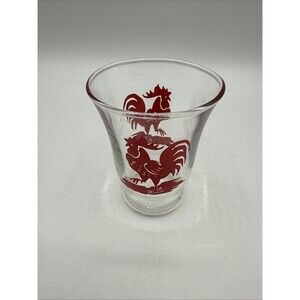 Vintage Libbey Red Rooster Flare Juice Glass Country Kitchen Farmhouse 3"